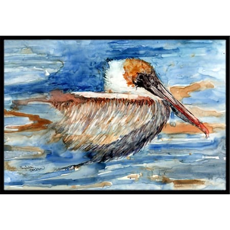 Carolines Treasures Pelican In The Water Indoor and Outdoor Mat- 24 x 36 in. 8942JMAT